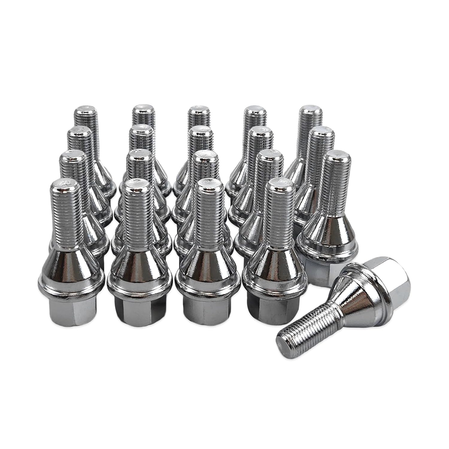 20pcs 611-005 6511051AA Wheel Lug Bolts M12x1.25 Upgrade 19mm Hex Length 28mm for 14-23 Jeep Cherokee (Sliver)