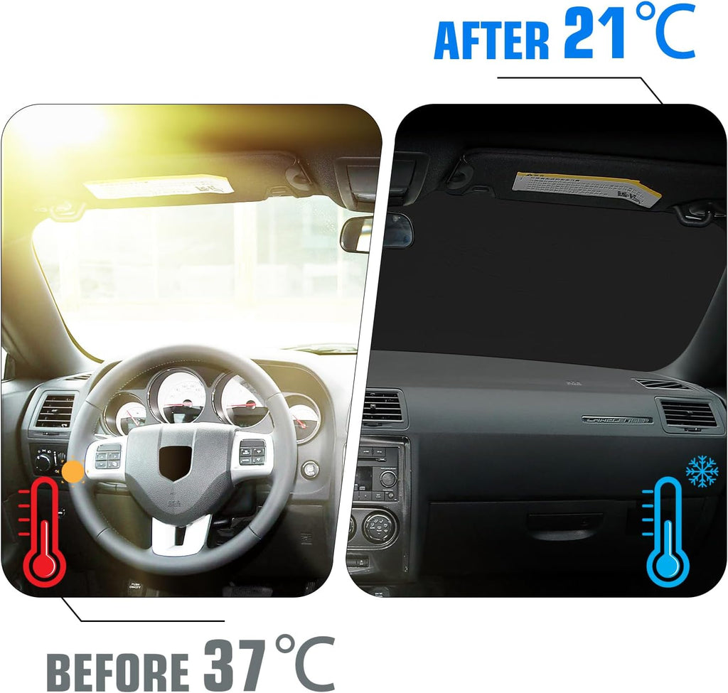 Windshield Sun Shade for BMW X5 2019-2025 2026, Foldable Sun Visor Protector with Storage Bag, 2-Layers Car Sunshade Front Window Shade UV Protection