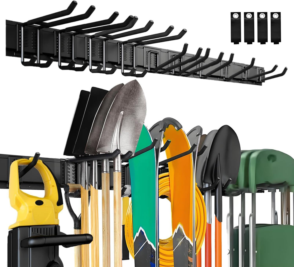 64'' Garage Tool Organizer Wall Mount, Garage Hooks Heavy Duty, Shovel Holder