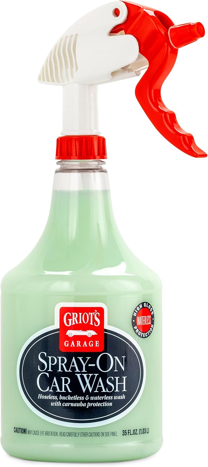 Griot's Garage Spray-On Car Wash for Vehicle Cleaning and Detailing, Rinseless and Waterless, No Hose and Bucket Needed, With Carnauba Wax Protection, 11065, 35oz
