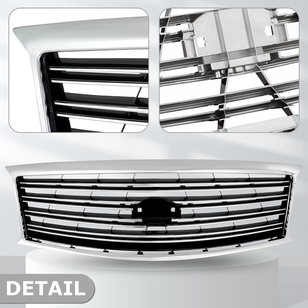 Front Bumper Upper Grille Grill Black And Chrome For 2011 2012 2013 2014 Infiniti M37 M56 Q70 Non Sport