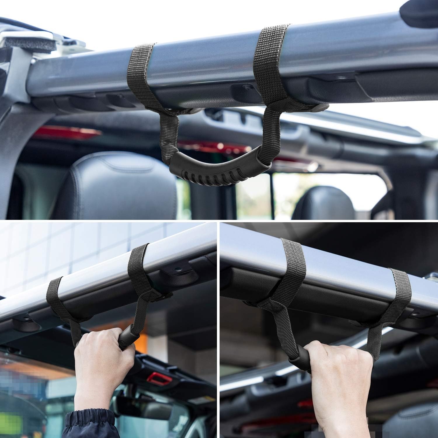 Danti 4 x Grab Handles Grip Handle For Jeep Wrangler YJ TJ JK JKU Sports Sahara Freedom Rubicon X & Unlimited X 2/4 door Roll Bar 1995-2016