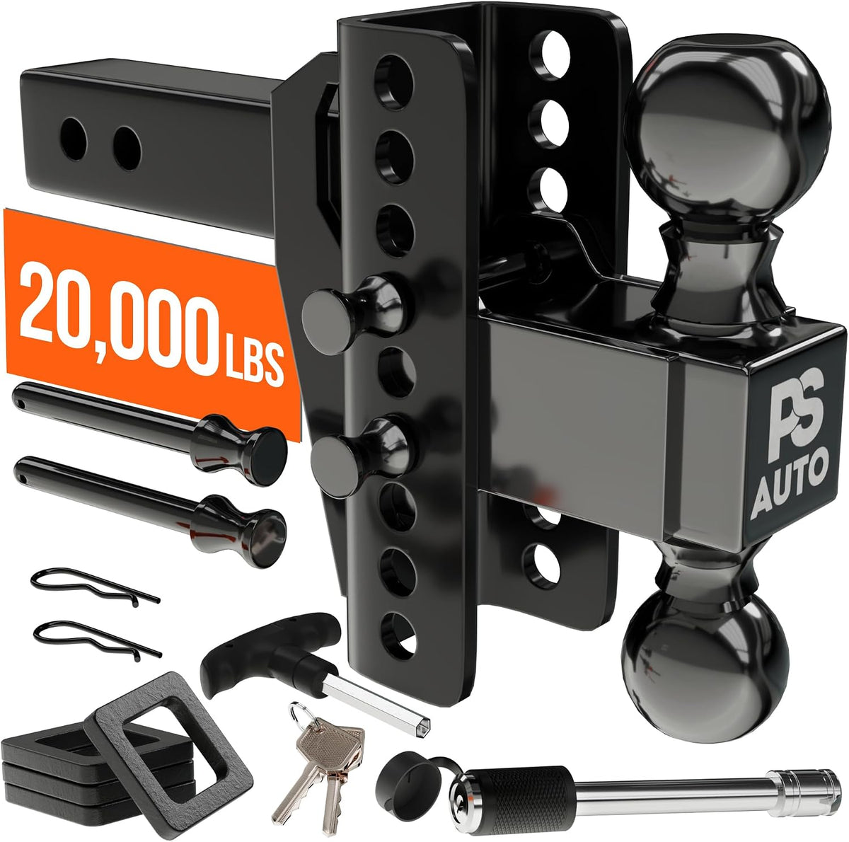 adjustable gooseneck drawbar trailer hitch - 20,000 lbs, main product view