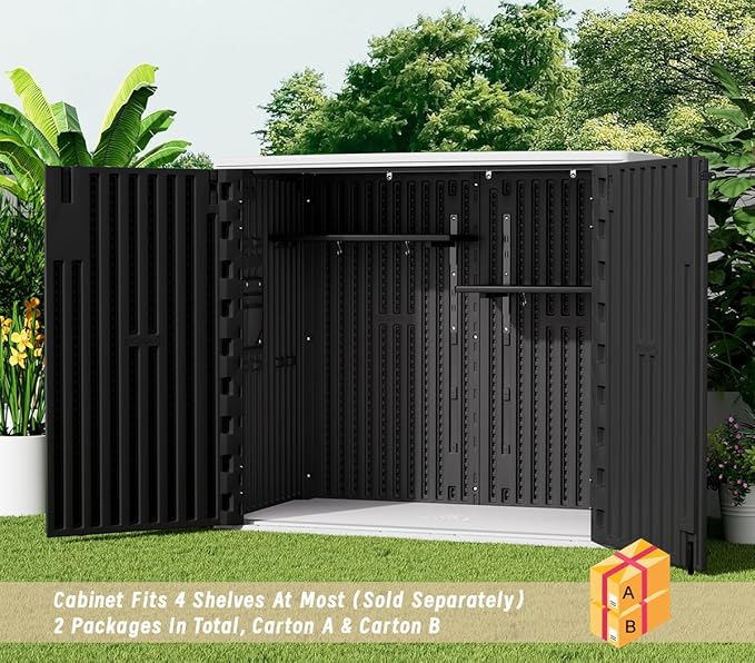 KINYING Outdoor Horizontal Storage Sheds, 37 Cu.ft Outdoor Storage Cabinet - Image 8