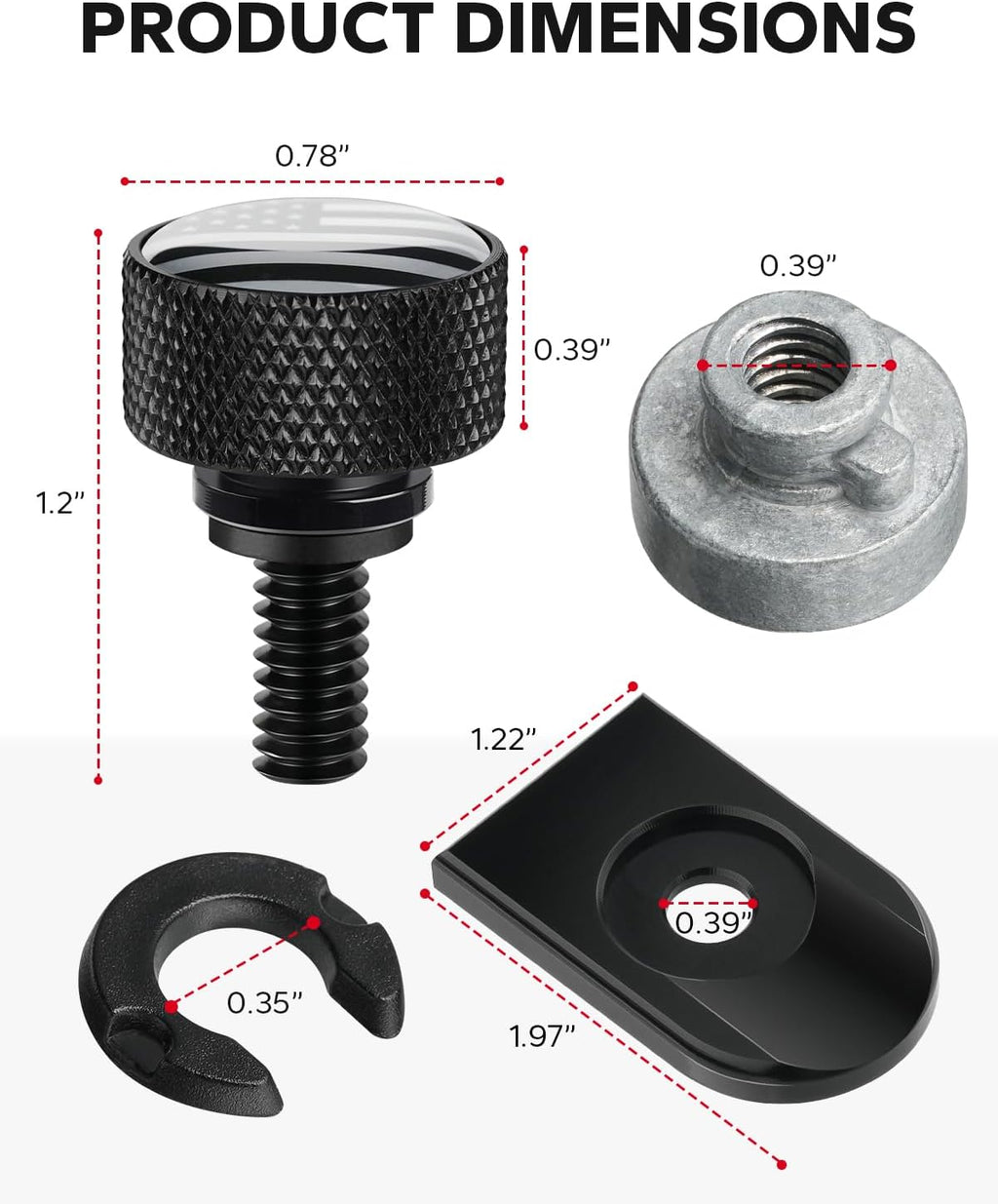 Amazicha Stainless Steel Seat Bolt Screw Nut Cover Mount Kit American Flag Compatible for Harley Davidson Touring Sportster Softail Dyna 1996-2026 Black