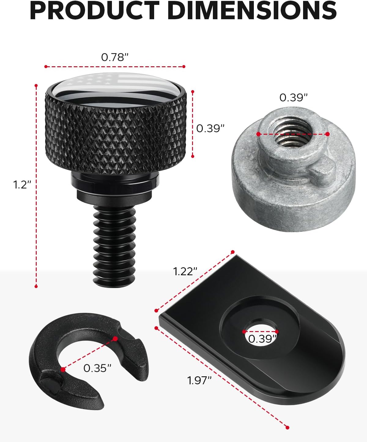 Amazicha Stainless Steel Seat Bolt Screw Nut Cover Mount Kit American Flag Compatible for Harley Davidson Touring Sportster Softail Dyna 1996-2026 Black
