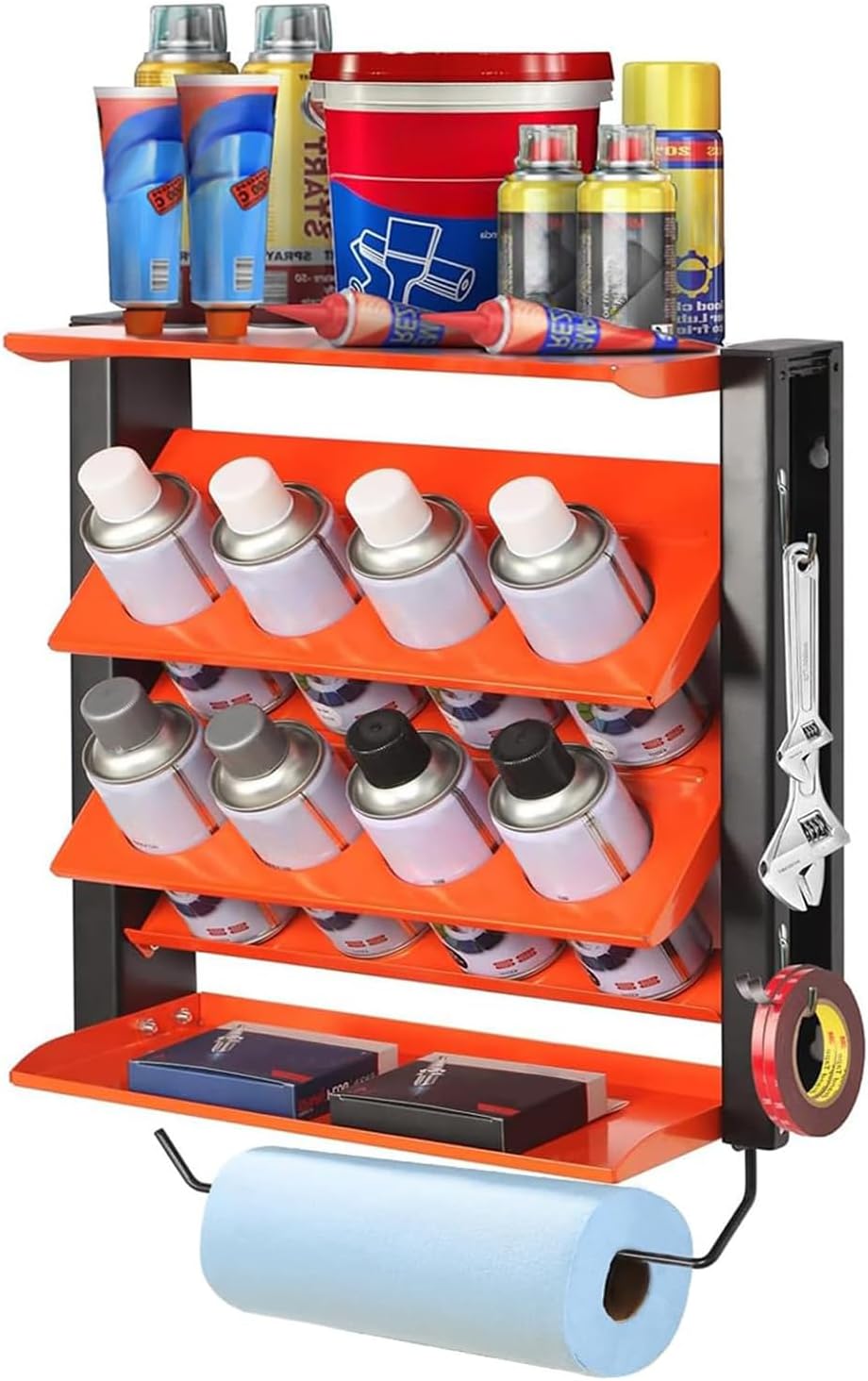 spray can holder, wall mount paint bottle organizer, main product view