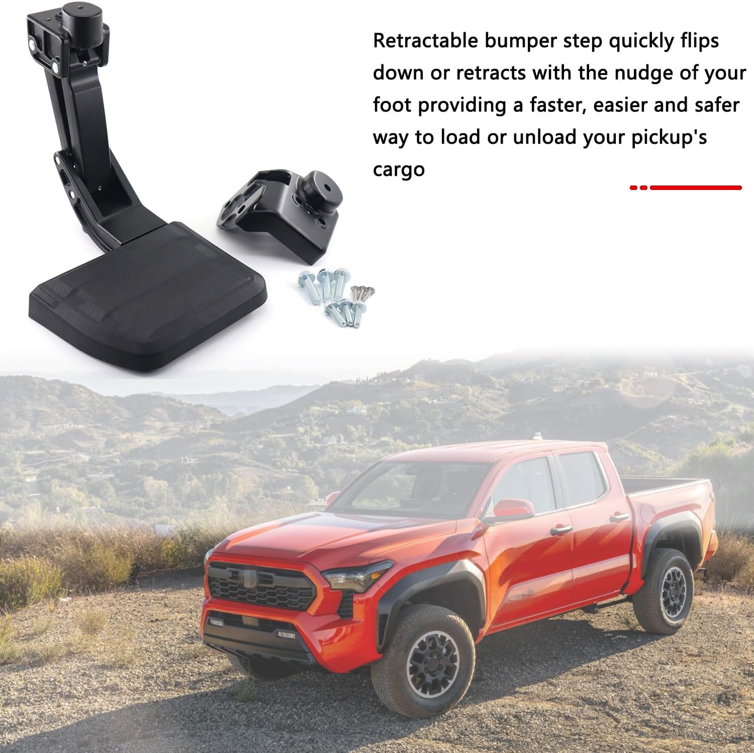 Rear Bed Step Tailgate Bedstep Compatible with Toyota Tacoma 2024 2025 2026, Folding Truck Step Retractable Bumper Tailgate Step Replace pt392-35920