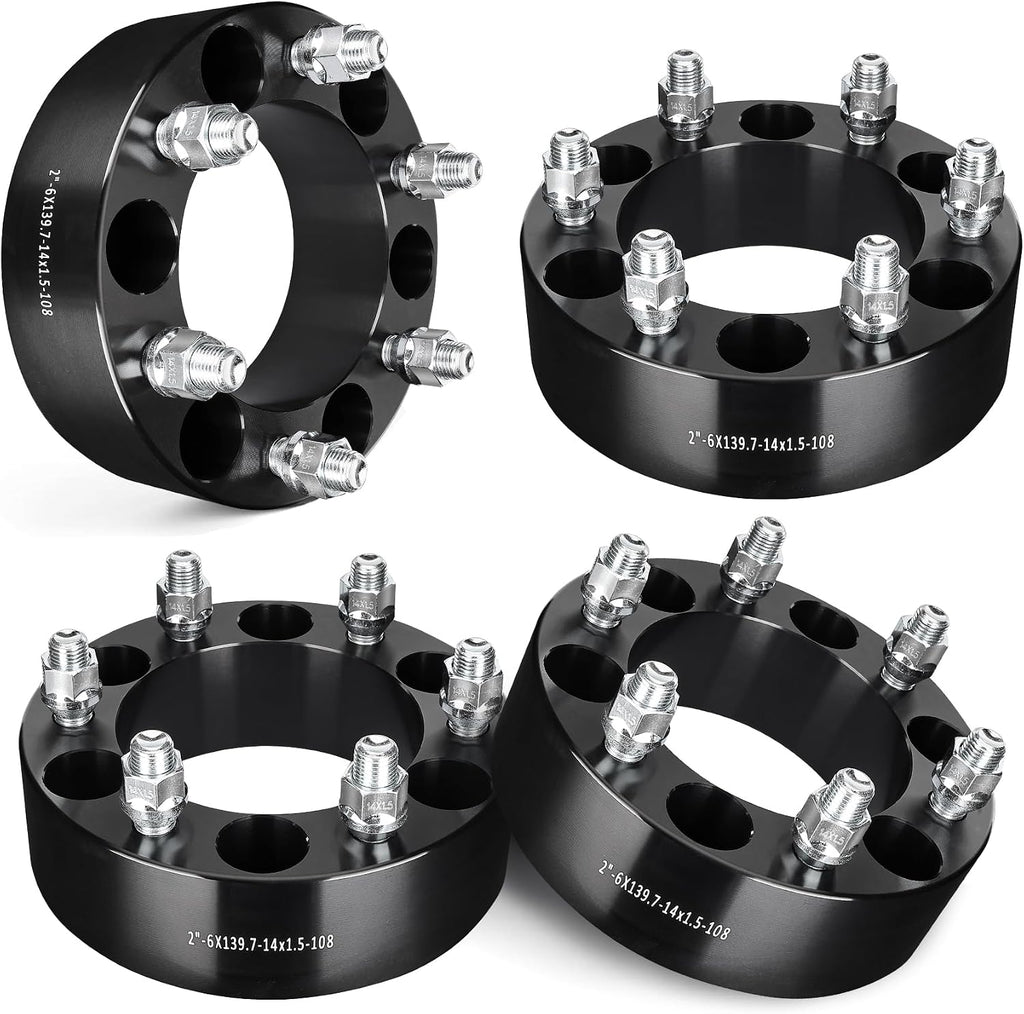 EVIL ENERGY 6x5.5 Wheel Spacers 2 inch Compatible with Chevy 1999-2022 Silverado 1500, 6x139.7 mm 6 Lugs 108 mm Hub Bore M14x1.5 Studs Black, Not Hubcentric