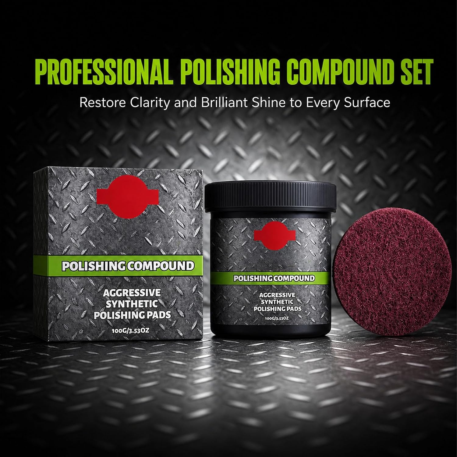 Polishing Compound with Synthetic Polishing Pad, Multi-Surface Scratch & Swirl Remover, Surface Restoration Polish for Metal Stone Hard Surfaces
