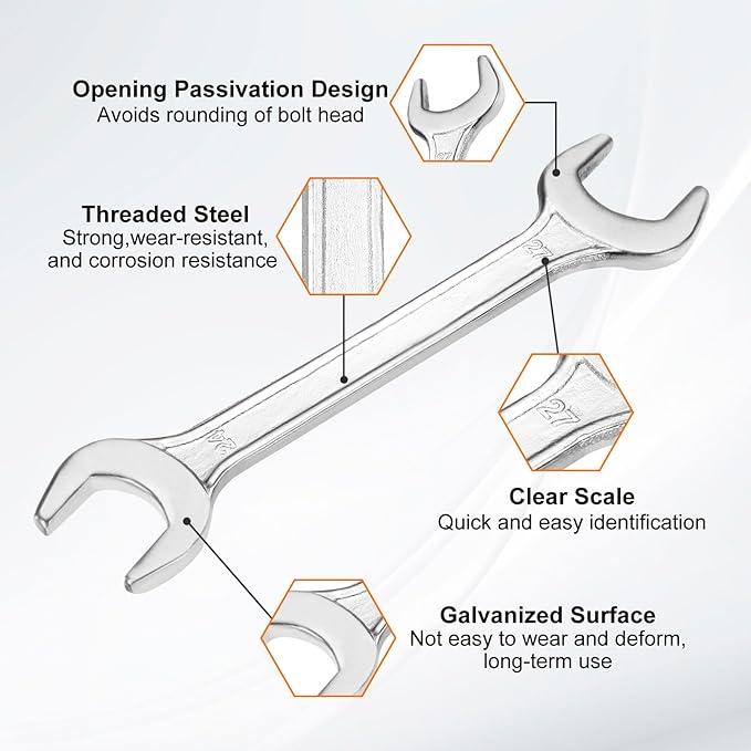 HARFINGTON Double Open End Wrench 24mm x 27mm Metric 15 Degree Offset Angle - Image 4