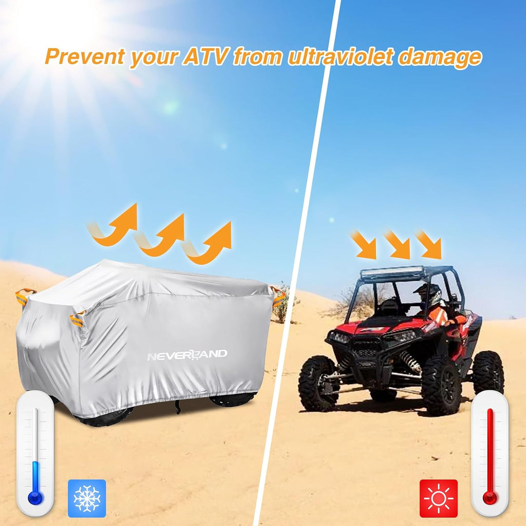 NEVERLAND ATV Cover Waterproof Heavy Duty 4 Wheeler Cover Quad Cover All Season Weather Proof Outdoor UV Protection for Polaris Yamaha Suzuki Honda (Gray XLarge)