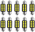 WLJH 6418 LED Bulb Light 36mm 1.42” Festoon DE3423 DE3425 6411 Canbus Error Free LED Interior Light Bulbs Super Bright 8SMD Chips for Map Dome Trunk Area License Plate Lights Ice Blue 10Pack