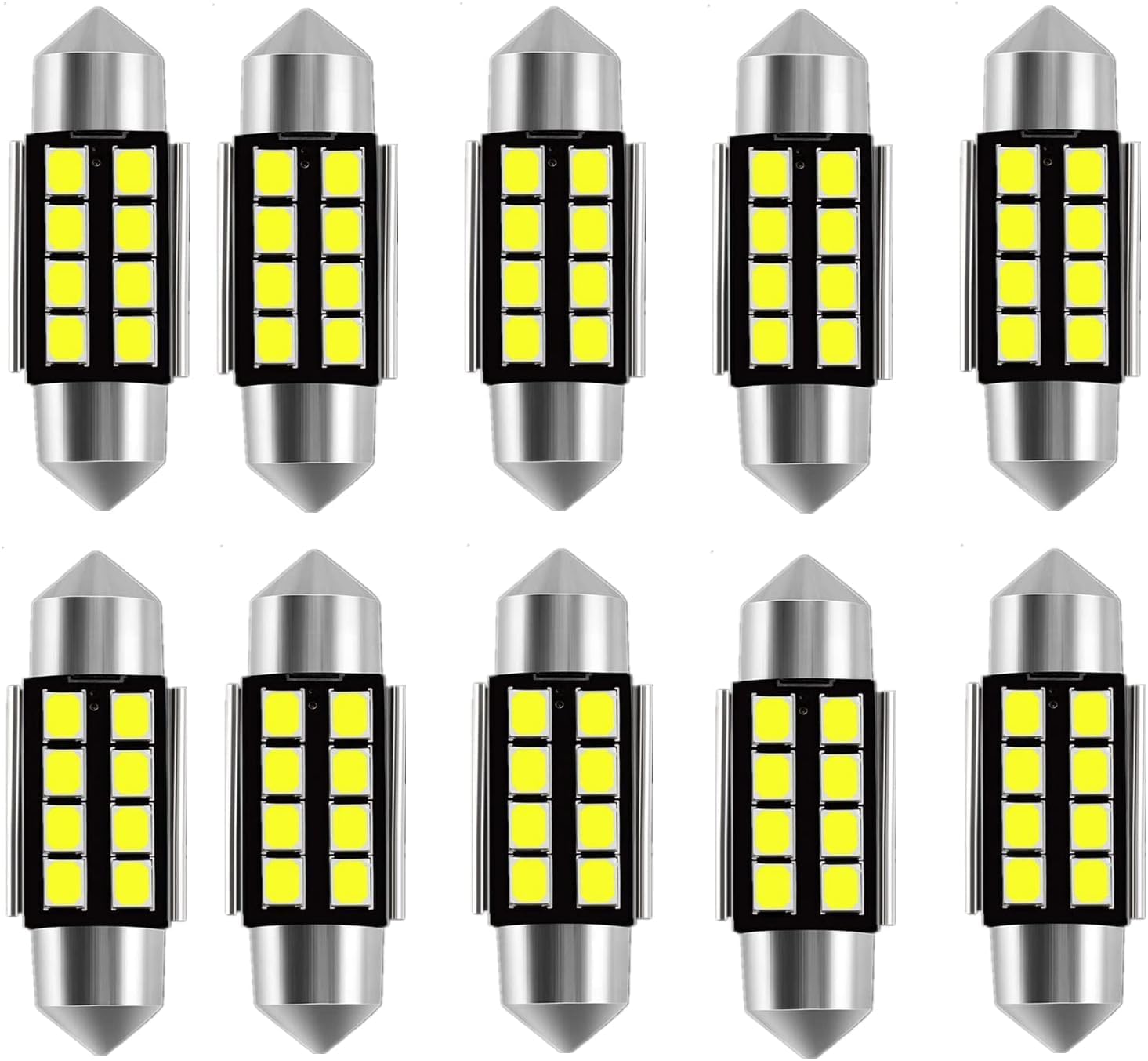 WLJH 6418 LED Bulb Light 36mm 1.42” Festoon DE3423 DE3425 6411 Canbus Error Free LED Interior Light Bulbs Super Bright 8SMD Chips for Map Dome Trunk Area License Plate Lights Ice Blue 10Pack