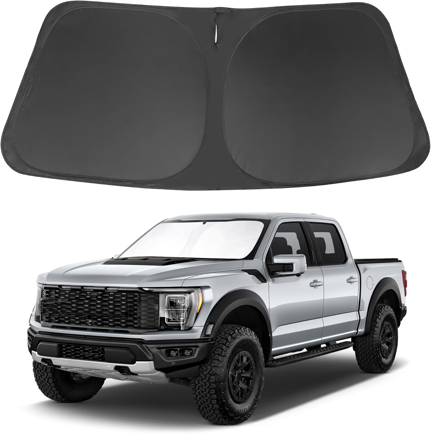 Windshield Sun Shade Compatible with 2015-2021 2022 2023 2024 2025 2026 Ford F150 F-150 (Lariat, King Ranch, Platinum, XL XLT Limited Raptor) Accessories Sunshade Shield Protector