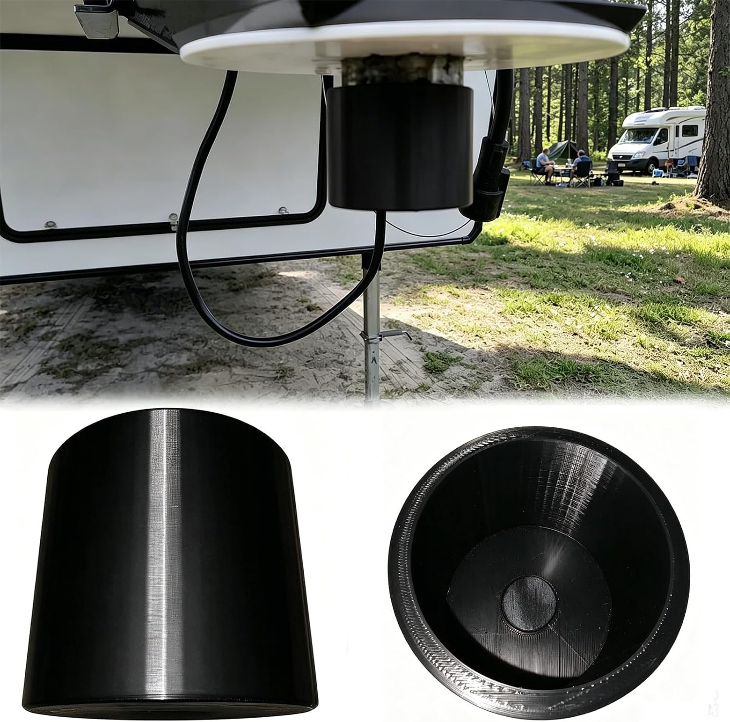 RV 5th Wheel Pin Cover Compatible with Fifth Wheel King Pin & Hitch Area Protection Cover for RV Trailer Tow System Dust Weather Guard Universal Fit (Black)