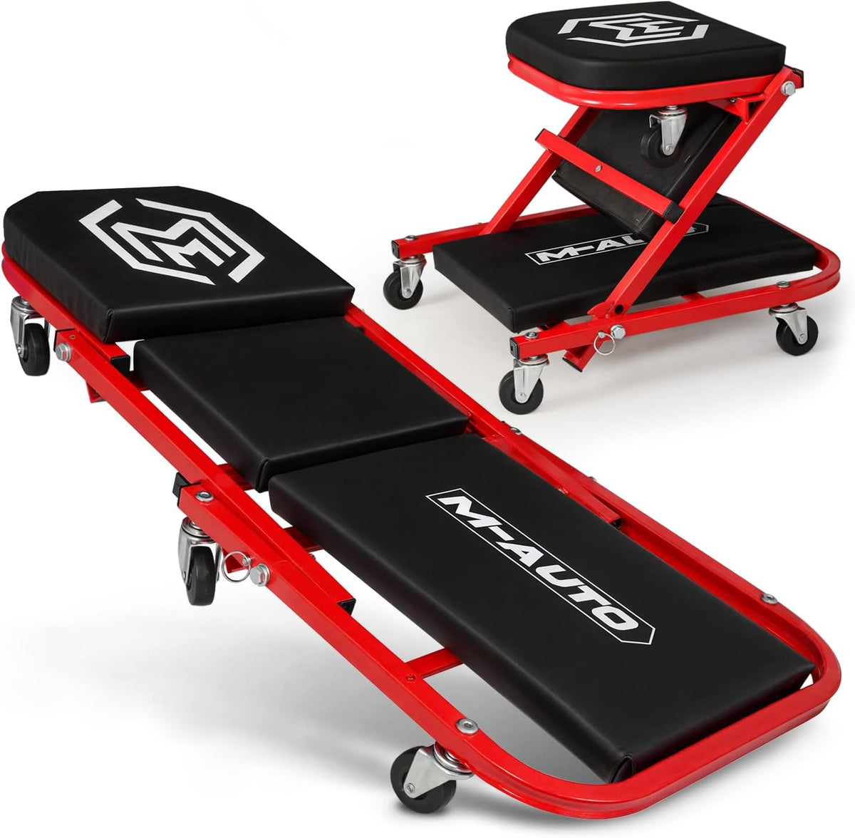 M-AUTO Foldable Z Creeper 2-in-1 Rolling Folding Car Creeper & Seat, 330LBS