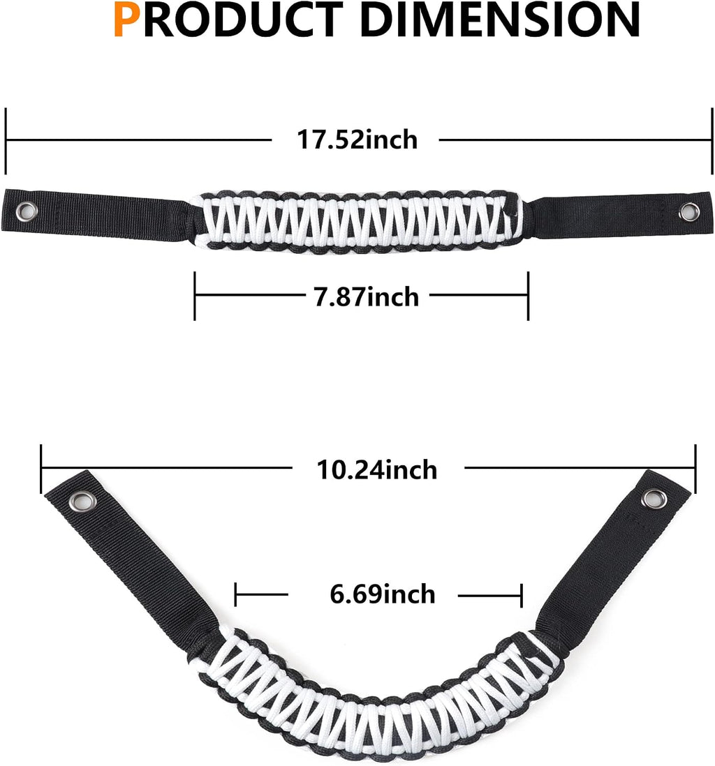 4 Pack Grab Handles for Ford Bronco Accessories 2021 2022 2023 2024 2025 2 Door 4 Door Interior Paracord Roll Bar Grip Door Handle No Embroidery White
