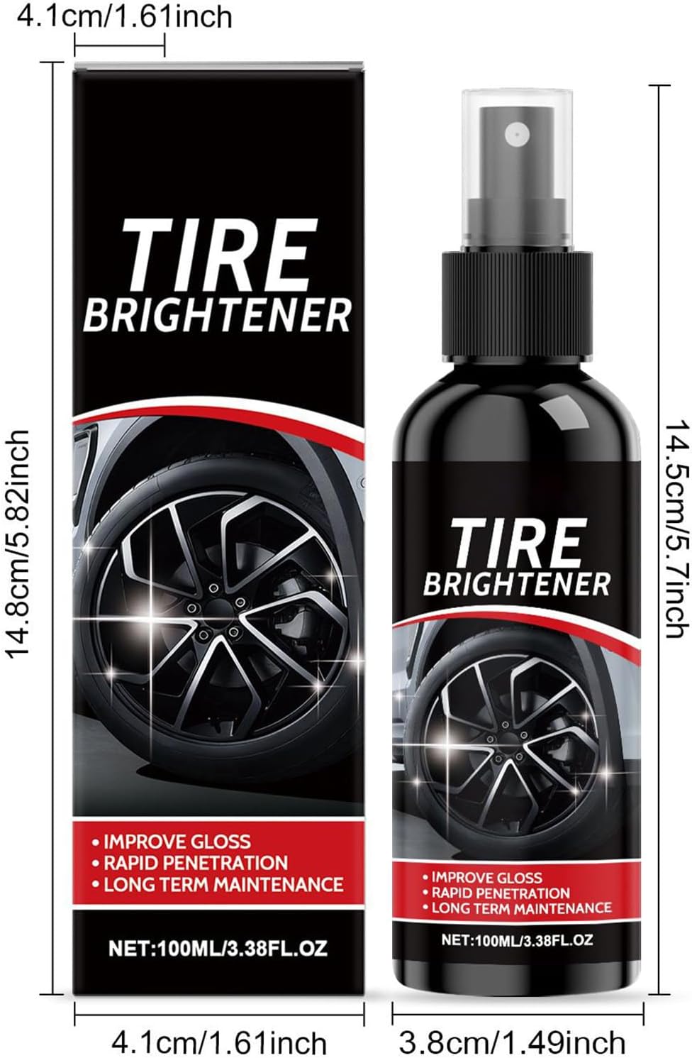 Wheel Shine | 100ml Tyre Dressing | Car Tire Shine Spray - for Protection Blackening Long-Lasting Bright Luster Looking Like New Motorcycle Rv