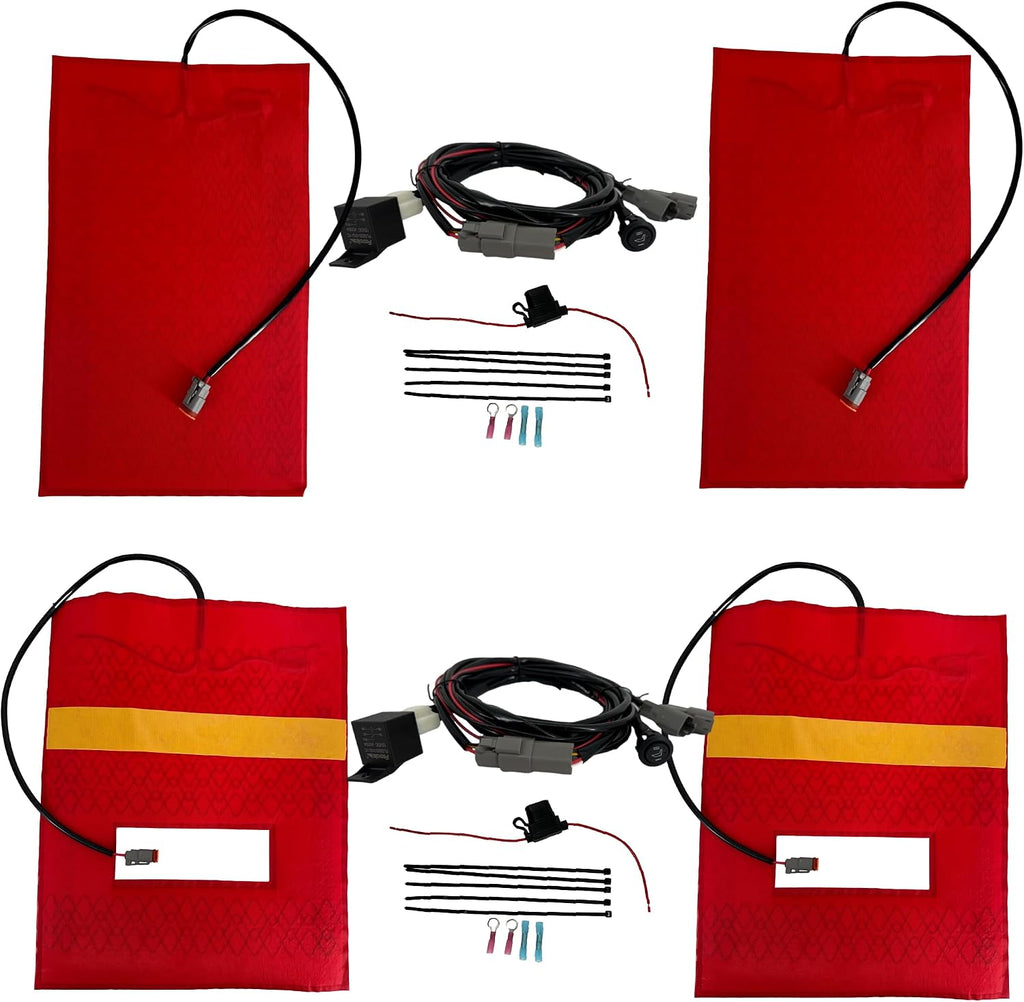 Waterproof Heater Kit for UTV & SxS – High/Low Switch – Heats Back & Bottom – Includes 2 Heating Pads, Deutsch Connectors, Harnesses, Switches & Relays – (2 Seats)