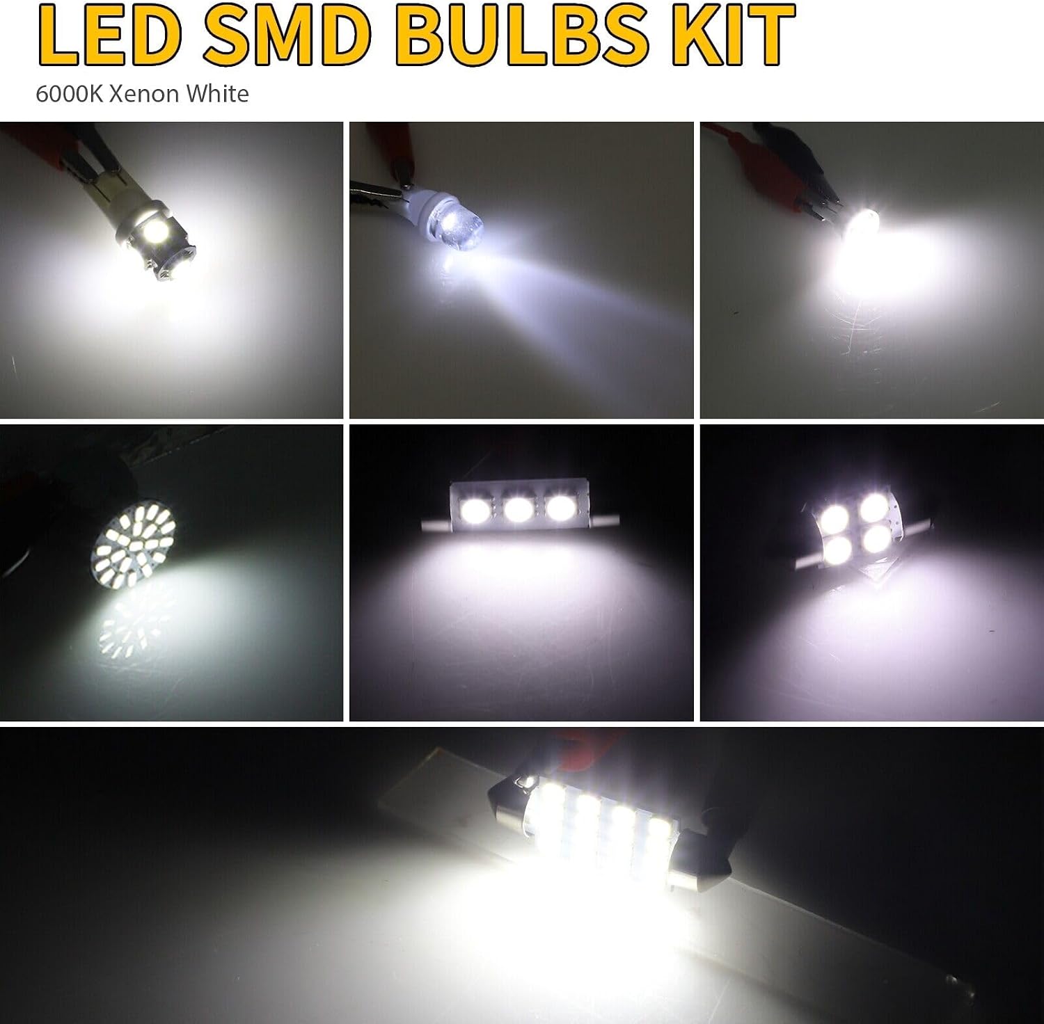 Car Interior Combo LED Map Dome Door Trunk License Plate Light Bulbs White 42PCS
