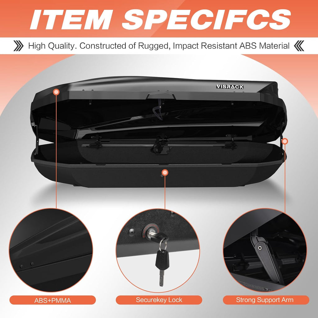 Rooftop Cargo Box,Rooftop Cargo Carrier Hard Shell with Security Keys, Waterproof Heavy Duty Roof Cargo Box, 70.08x34.57x14.53 Inches 21 Cubic Feet (Tool-Free Install) Black (B70)