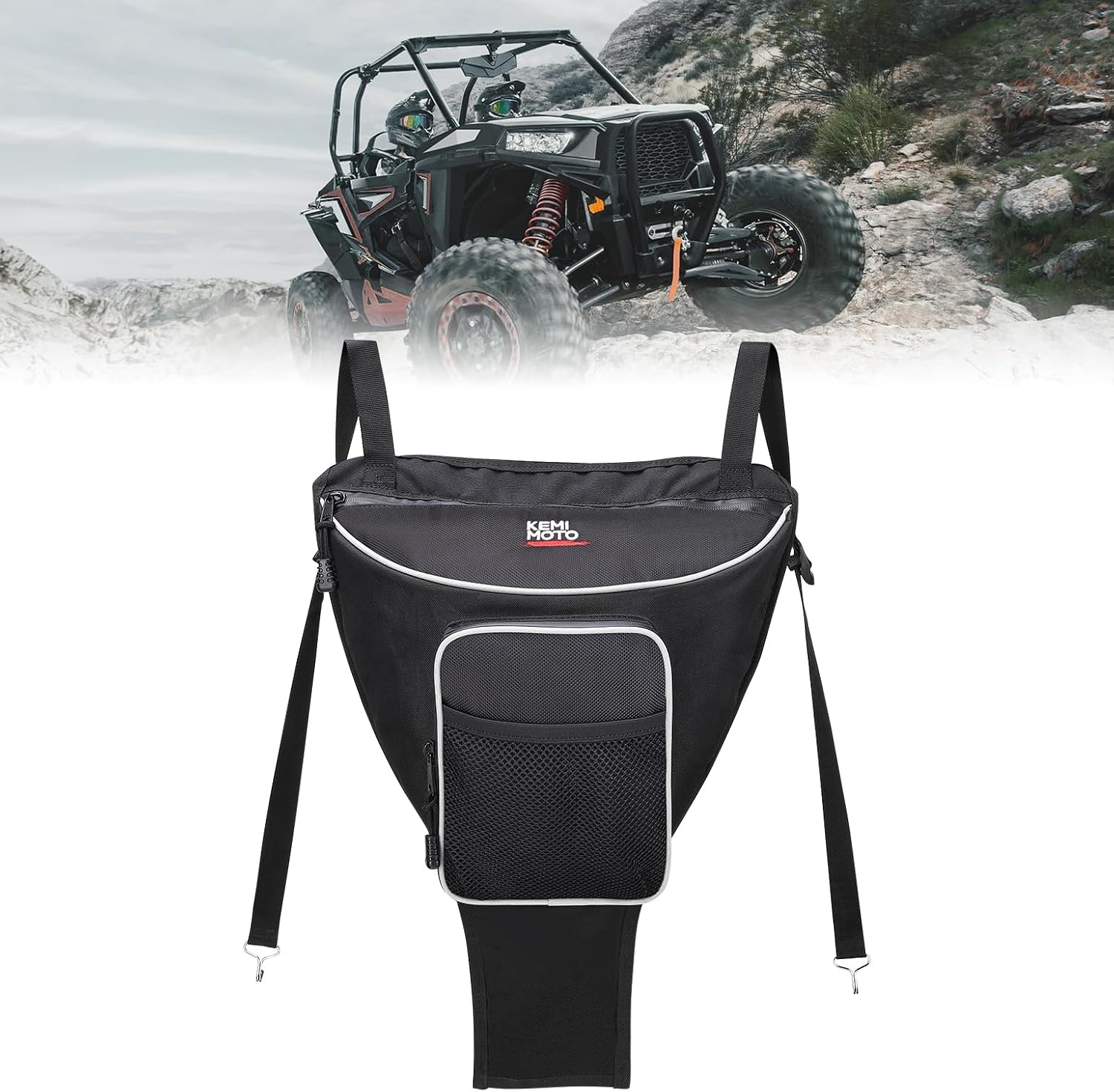 KEMIMOTO UTV Center Storage Bag 1680D High-Density Cab Pack Center Seat Bag | Compatible with Polaris RZR XP 1000 Turbo S 900 570 800 2014-2023 Storage Accessories with Multiple Pockets Easy Install