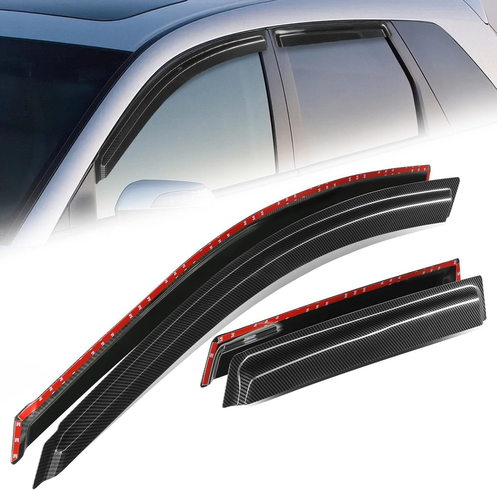 Auto Dynasty 4Pcs Carbon Fiber Pattern Window Visors Compatible