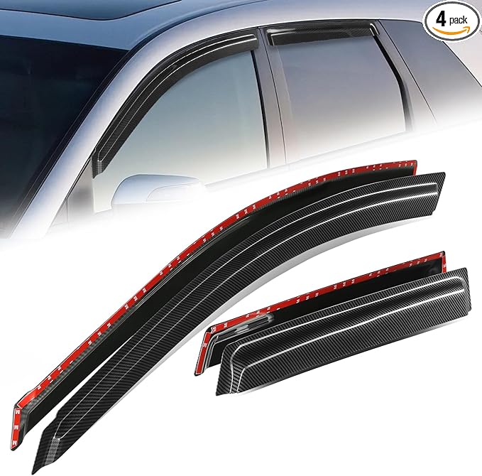 Auto Dynasty 4Pcs Carbon Fiber Pattern Window Visors Compatible by AutoDynasty