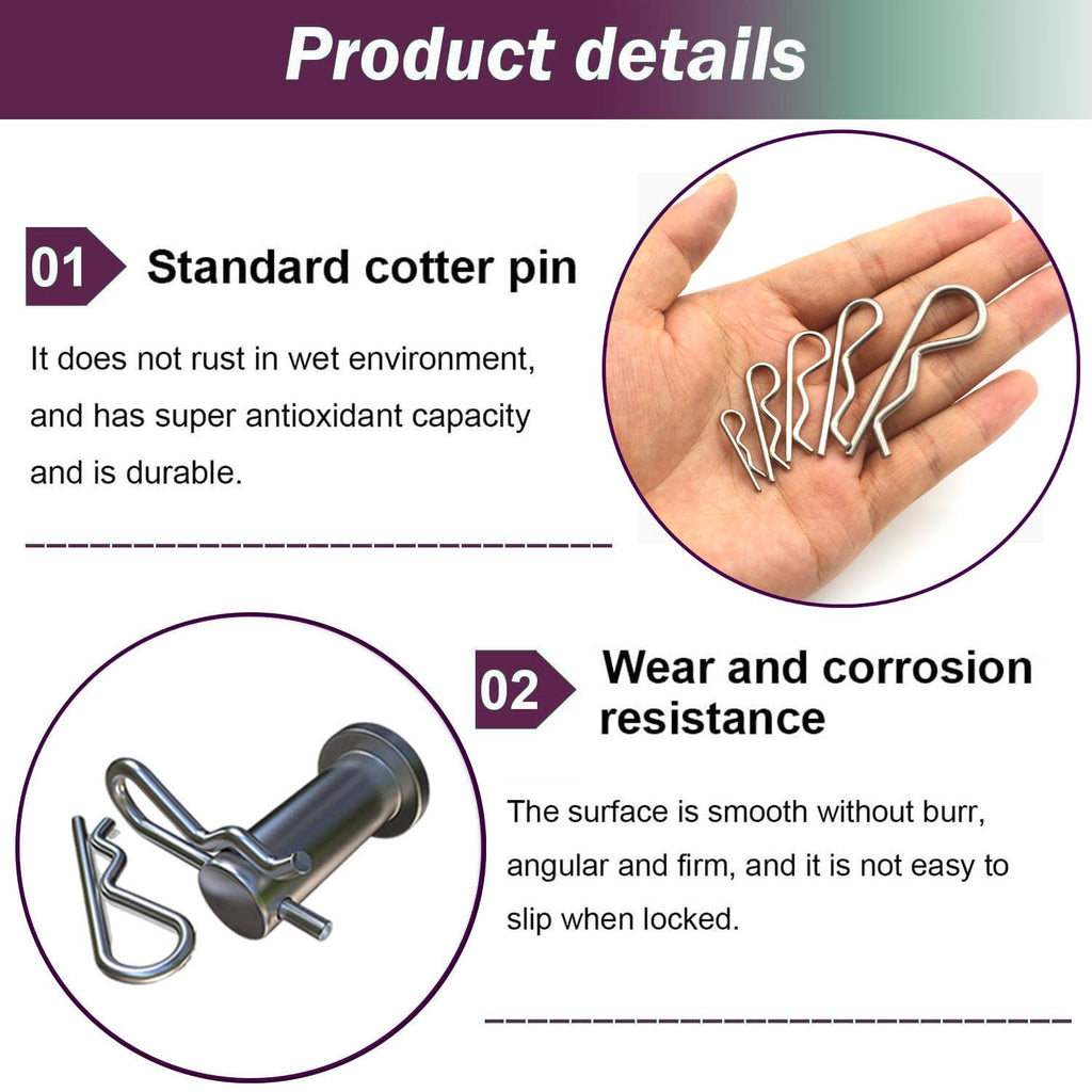 80 Pcs 6 Sizes Stainless Steel Hitch Pin Clip Kit for Hitch Pin Lock System, Trucks, Engine Repair
