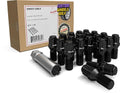 Wheel Accessories Parts 20 Pcs Lug Bolt Set M14 x 1.25 Thread Acorn Seat Lug Bolts Black Finish 24mm Shank Length 6 Spline Car fits Mini Cooper