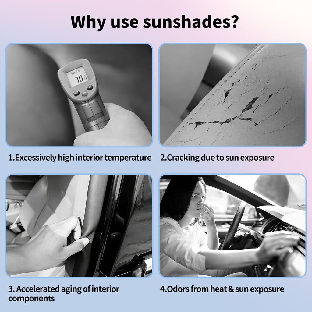 4 PCS Car Window Shades, Universal Fit for Most Vehicles, Front & Back Half-Shade Side Window Shades, Blocks UV Rays, Window Shade for Baby in Car