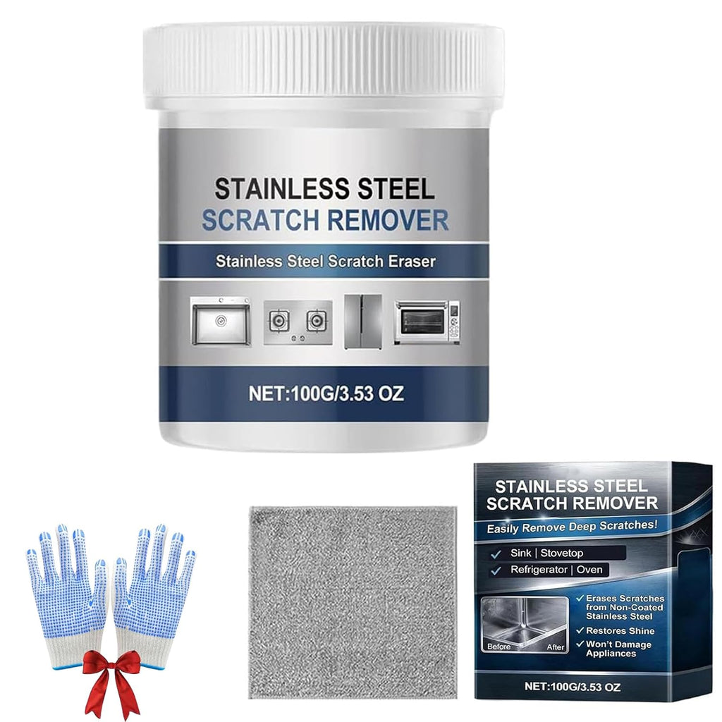 Stainless Steel Scratch Remover Kit, 100g All-Purpose Polishing Repair Restorer Rust Remover, Multi-Purpose Scratch Removers Paste for Kitchen Fridge Stove Appliances Restoration Maintenance (1 PCS)