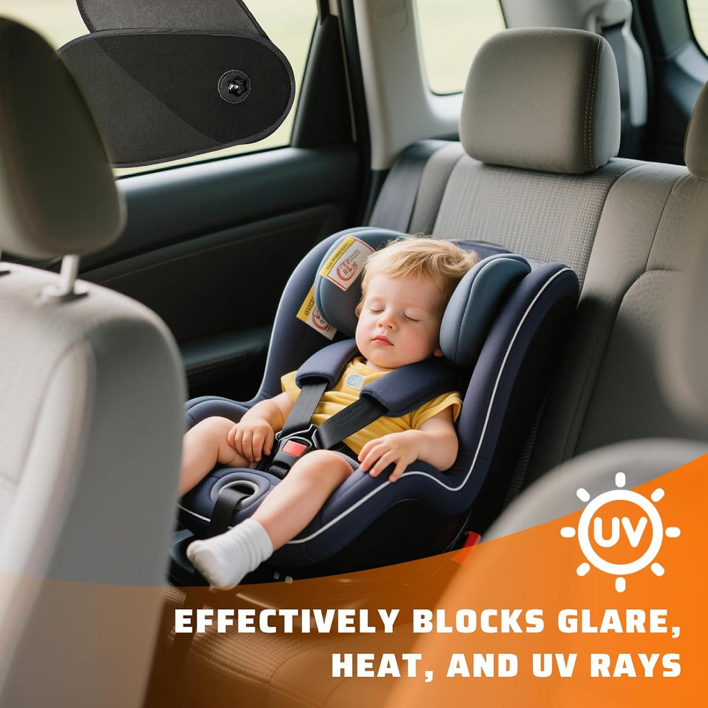 2 PCS Car Window Shades, Rotatable Side Window Sun Blockers Vehicle Sunshade Covers with Suction Cups, Adjustable Mesh Automotive Sun Shades for Glare & UV Protection