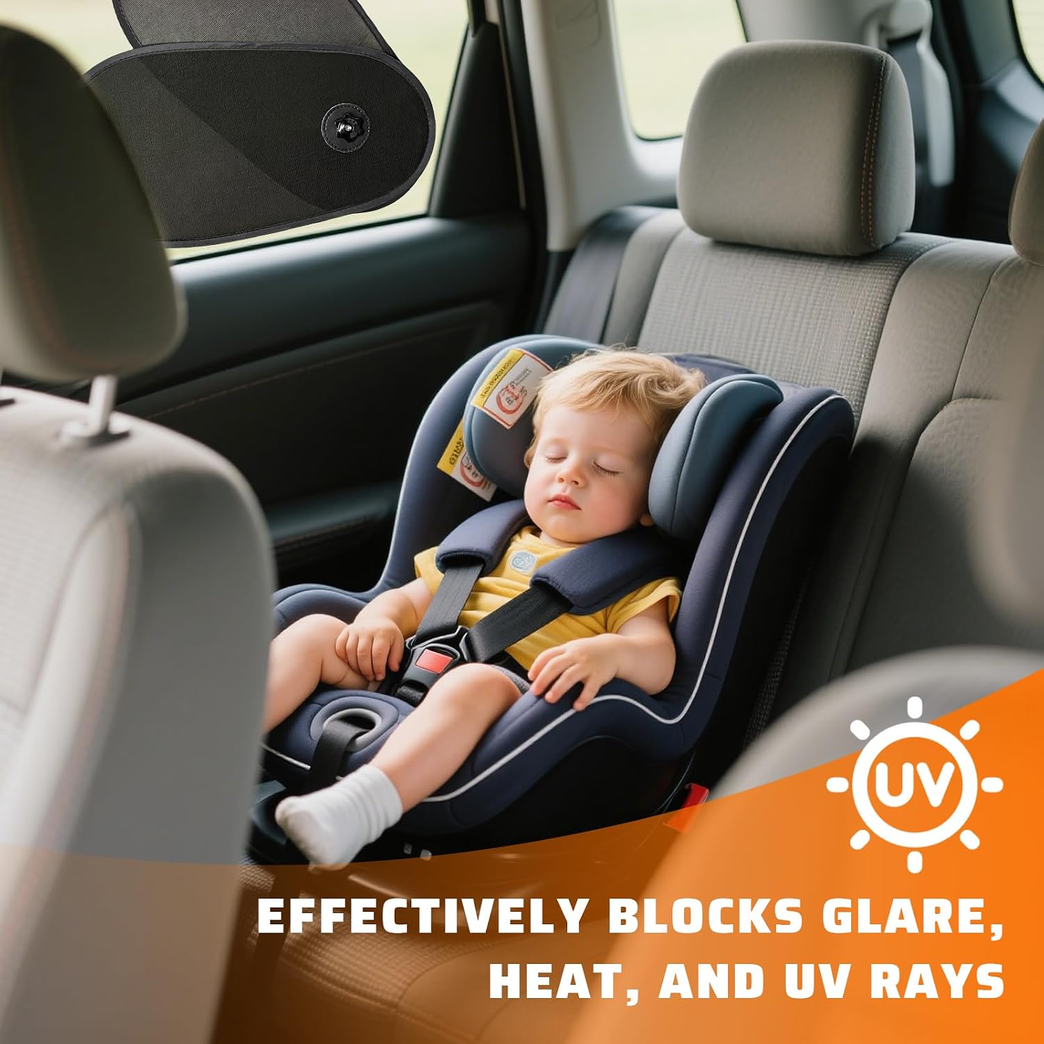 2 PCS Car Window Shades, Rotatable Side Window Sun Blockers Vehicle Sunshade Covers with Suction Cups, Adjustable Mesh Automotive Sun Shades for Glare & UV Protection