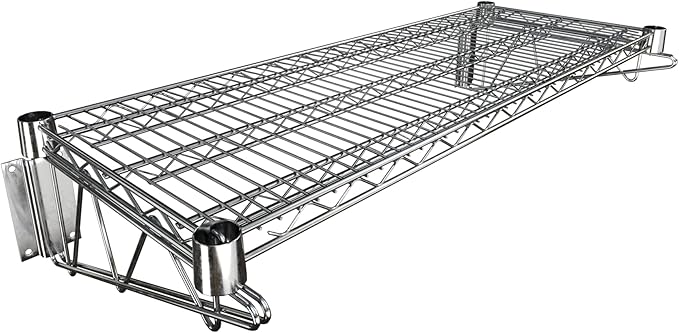 14" x 36" Chrome Wire Wall Mount Shelf by Krollen+Industrial