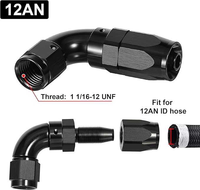 EVIL ENERGY 12AN 90 Degree One Piece Full Flow Hose End Fitting Swivel - Image 2