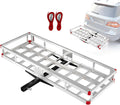 Goplus Hitch Cargo Carrier, Aluminum Hitch Mount Cargo Basket with 500LBS Capacity, Fits 2” Receiver, 60” x 22” x 7” Trailer Hitch Cargo Carrier for Vehicle Car SUV Truck