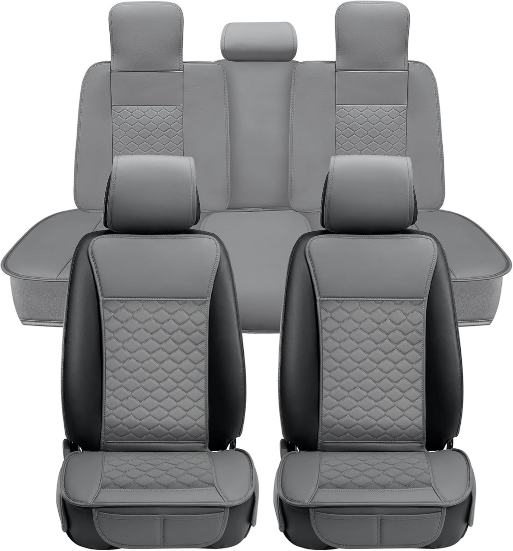 Elantrip Car Seat Cover Full Set Leather Car Seat Protector Universal fit