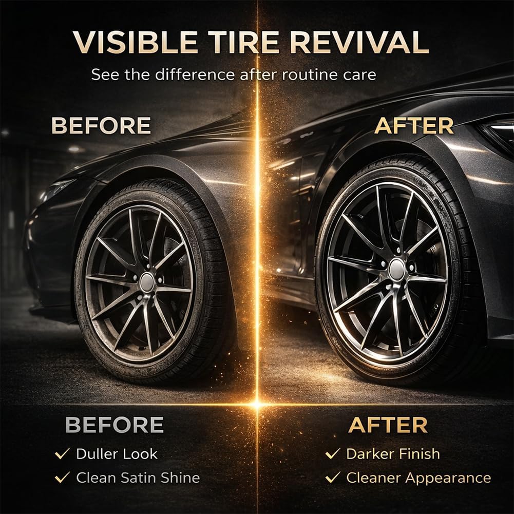 Tyre Nourish Cream, Powerful Wheel Cleaning Refurbish Wax, Restores Black Gloss for Cars, Uv Protection And Waterproof Coating, Long-Lasting Tire Shine Gelfor for Car Tires (1pcs)