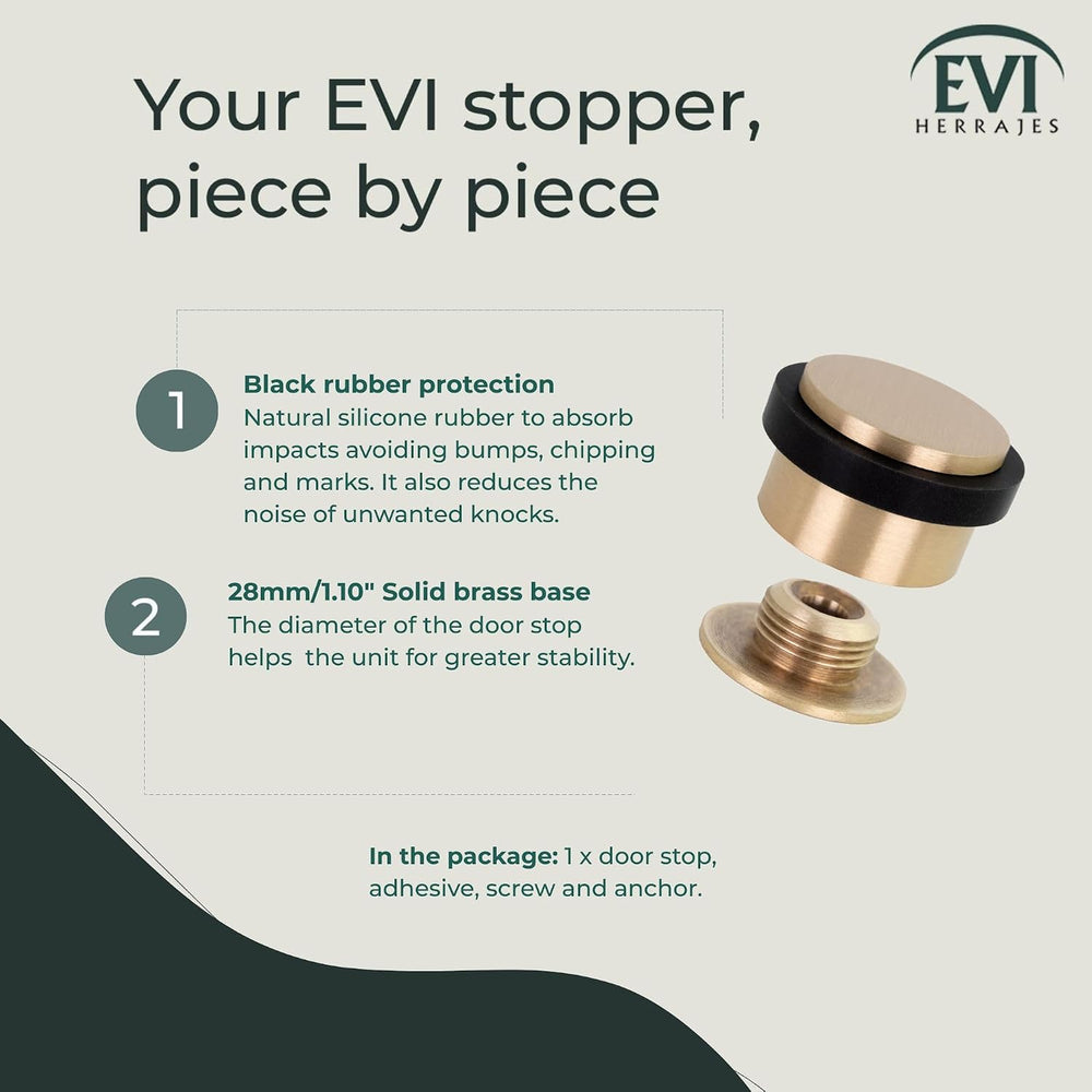 EVI Herrajes | Adhesive Door Stop | Threaded Base | W:1,1in H:0,8in | Matte F...