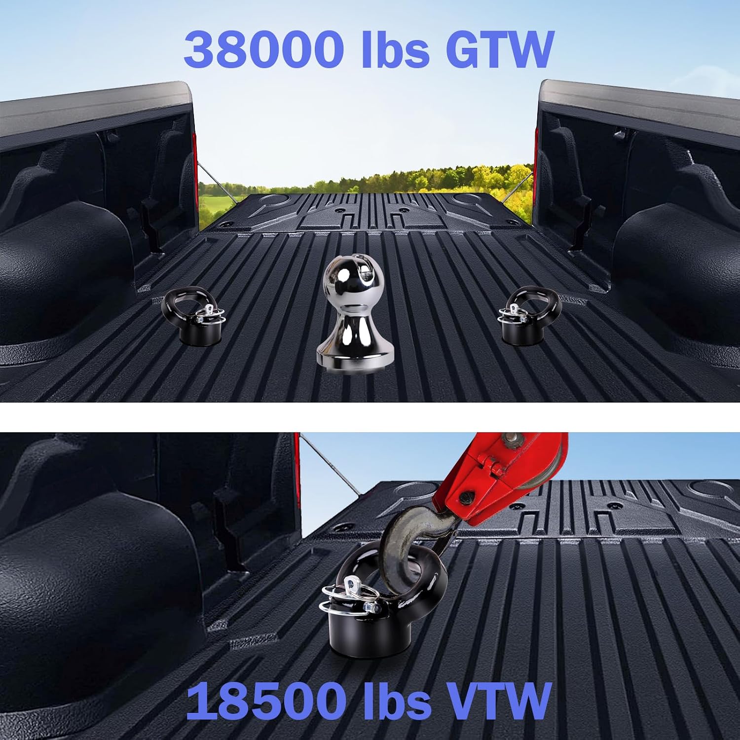 Gooseneck Hitch Ball Kit - 60618 Puck System with 2-5/16-Inch Ball and 2 Gooseneck Safety Chain Anchors Fits for 2013-2024 Dodge RAM 2500 3500 Trucks, 38000 lbs GTW