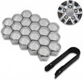 20PCS Lug Nut Covers, 21mm Car Hexagonal Wheel Bolt Covers Caps with Removal Tool, Dustproof Anti-Rust Auto Hub Screw Bolt Head Tire Protector, Universal Lug Nut Cap for Car SUV Truck (Silver)