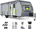 Heavy Duty 8 Layers RV Cover 18-20ft, Rip-Stop Motorhome Camper Cover with Windproof Straps, Gutter & Tongue Jack Covers, Utility Travel Trailer Cover for All Weather Protection