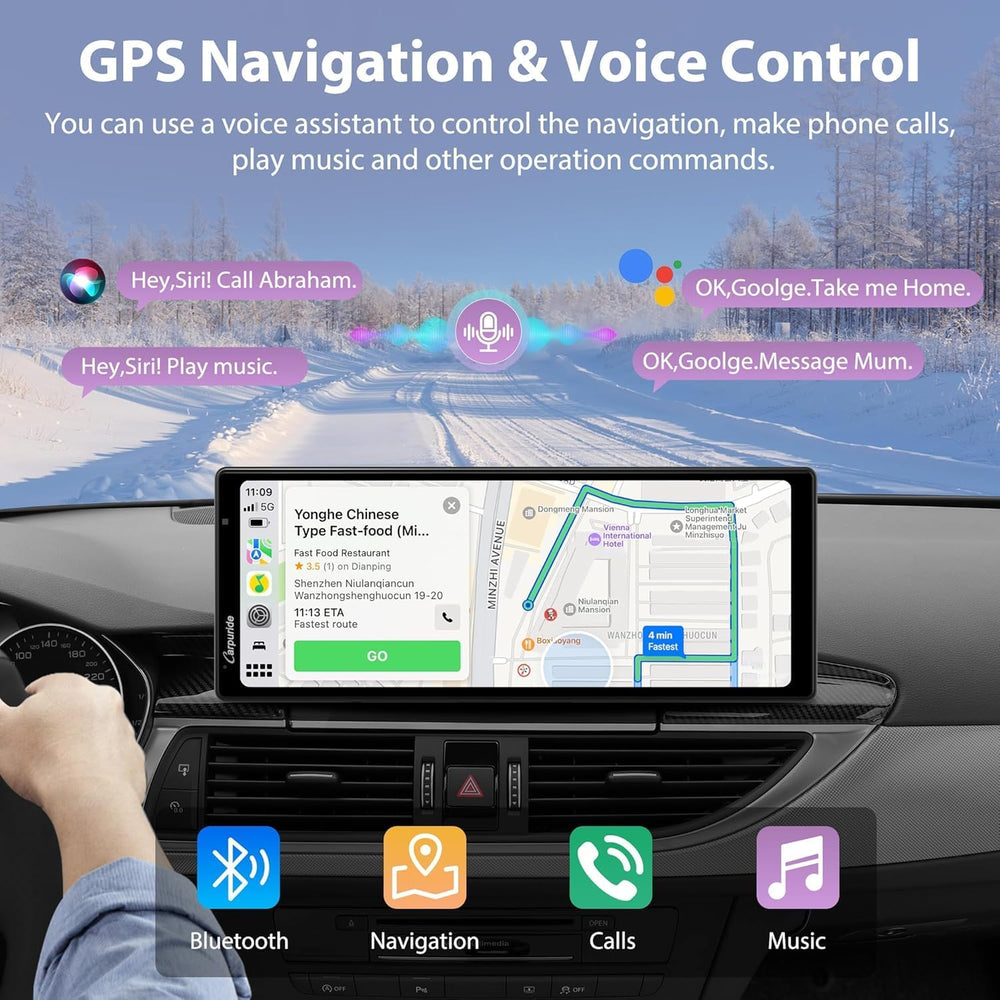 Carpuride Wireless Carplay & Android Auto with Dash Cam