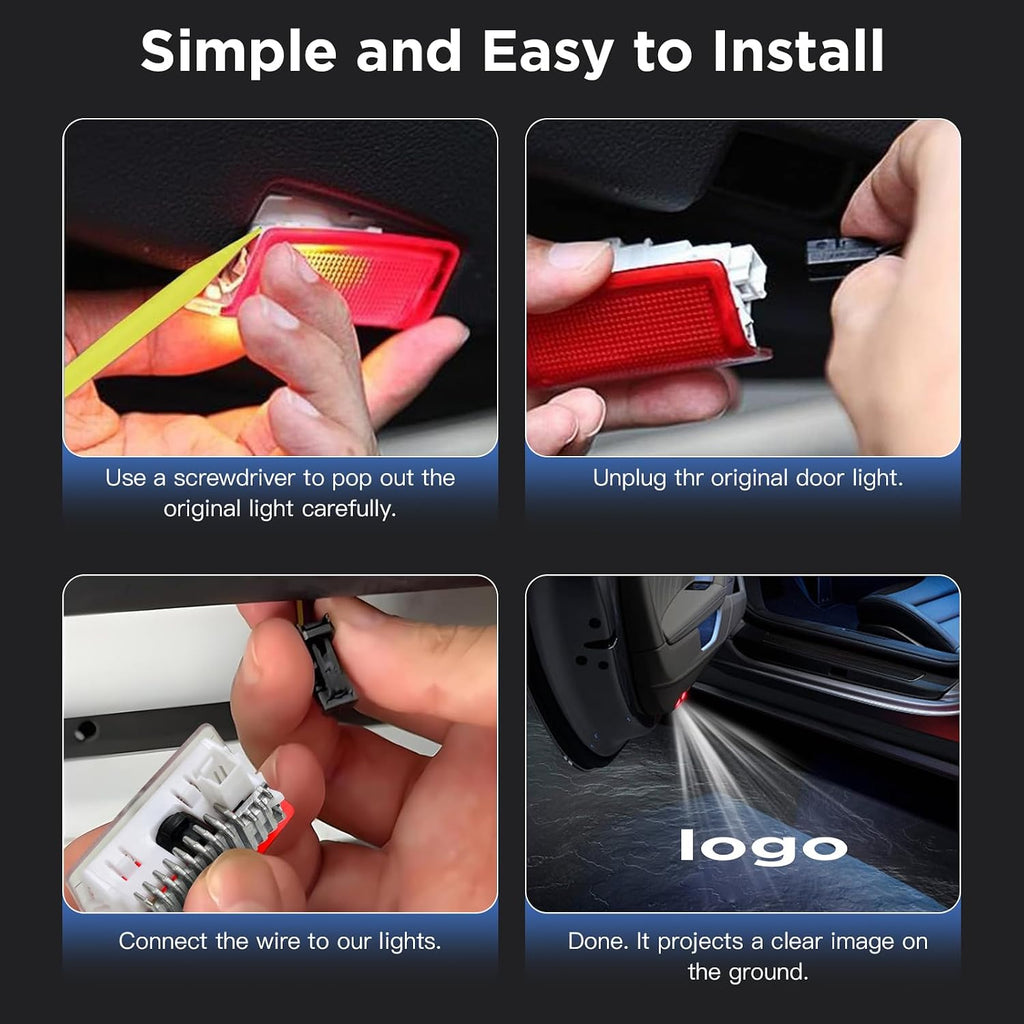 Car Door Lights Logo Projector - 4K HD Puddle Lights for A/B/C/E/S/CLA/CLS/GLA/GLB/GLC/GLE/GLS/G/SL-Class/AMG GT 4-Door/V-Class/Metris Series (4 Pack)