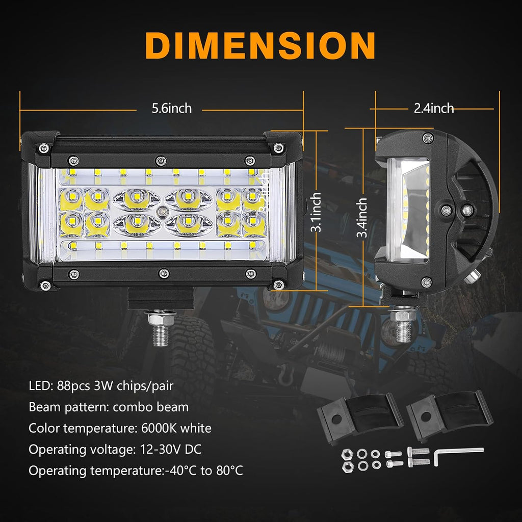 side shooter light pods, muto-beam 2pcs 5inch quad shown in use