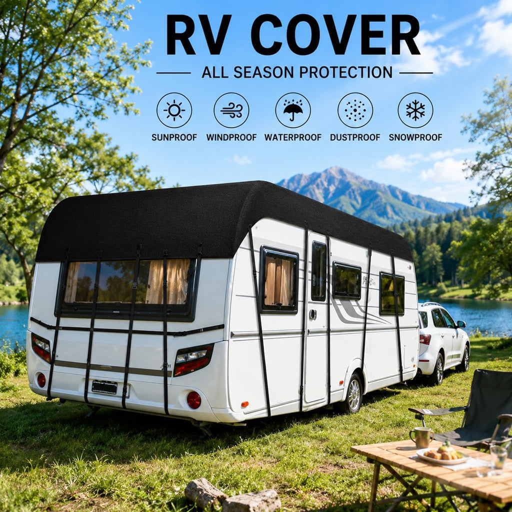 RV Cover for Forest River Alpha Wolf 2018-2026, Waterproof Windproof Oxford Cloth Motorhome Cover, All Season Heavy Duty Camper Cover with Adjustable Straps