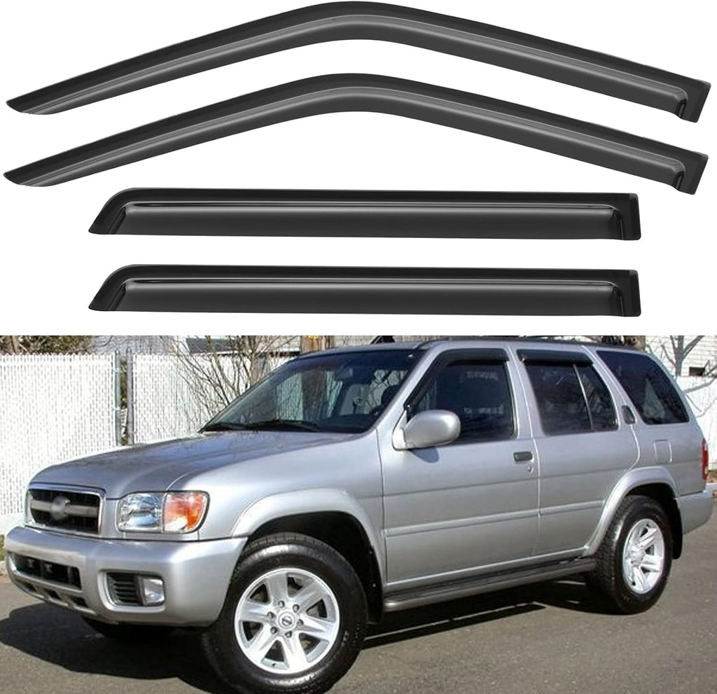 Window Visors Rain Guards for 1996-2004 Nissan Pathfinder, Out-Channel Window
