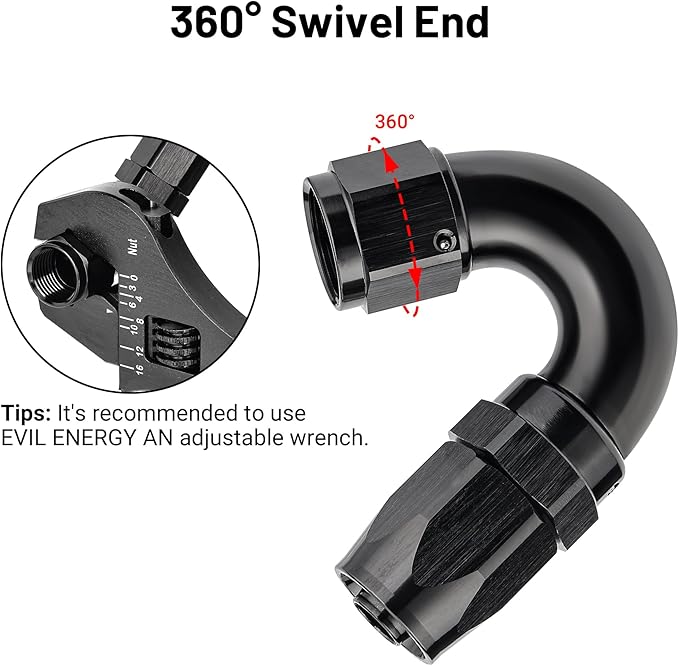 EVIL ENERGY 8AN 150 Degree One Piece Full Flow Hose End Fitting Swivel - Image 4